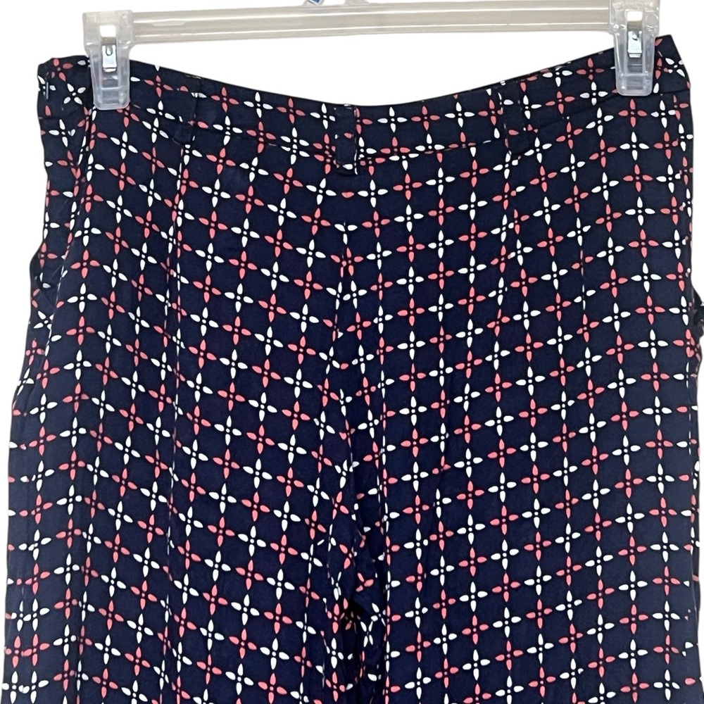 Anthropology Cartonnier navy rayon wide leg palazzo pants with geometric print - Picture 5 of 11